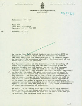 Invite for Particiation in International Women's Year