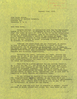 Request to McRae for Opening Address at Re-Entry Work-Shop